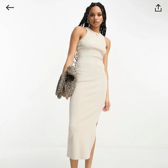 knitted midi dress asos ASOS Design - Button Down Rib Knit Midi Dress - Women - Cotton/Spandex - 0 US